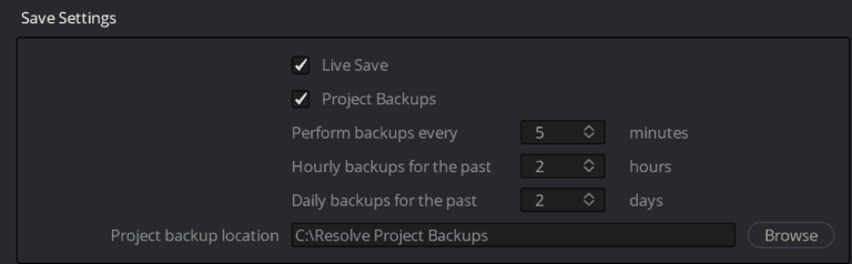 where does davinci resolve save projects pc