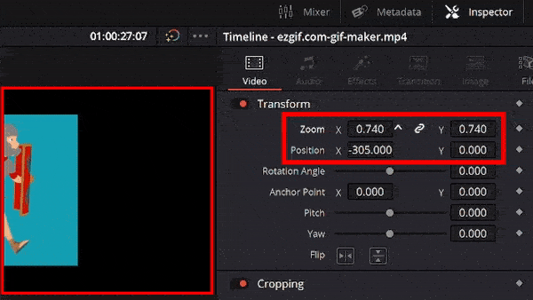 how to fix size on gif