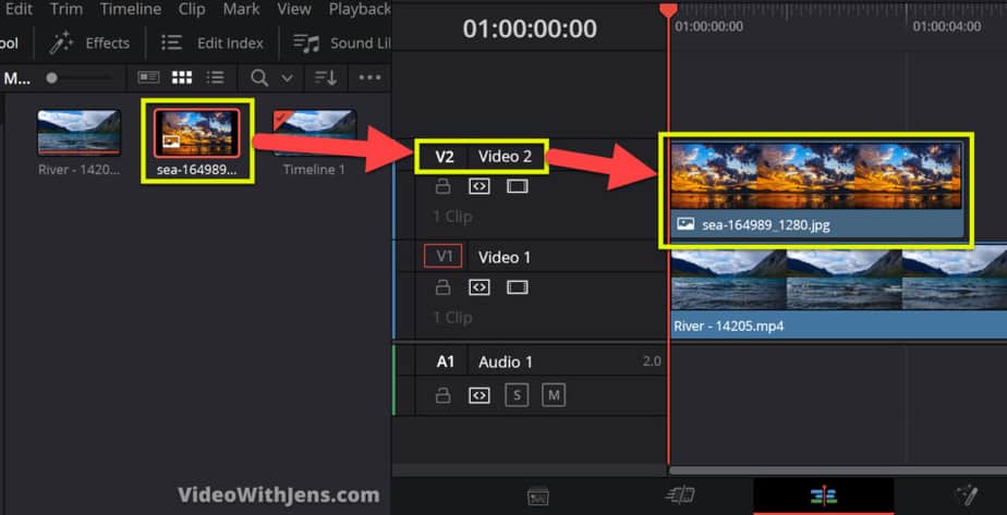add image to timeline in video track 2