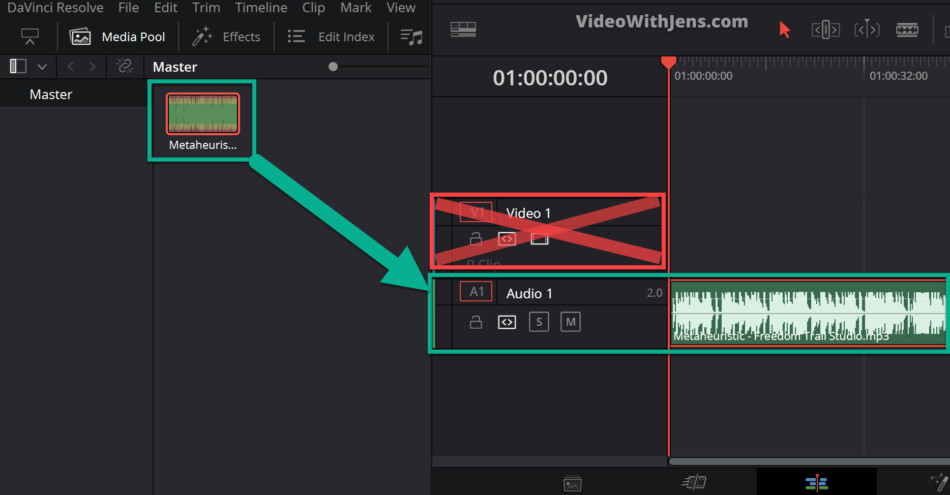 drag to audio track not videotrack