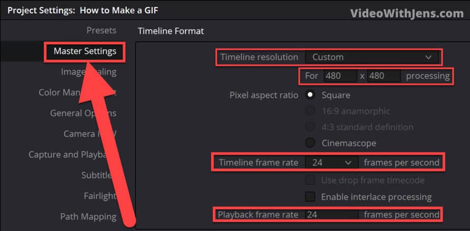 master settings change resolution and fps
