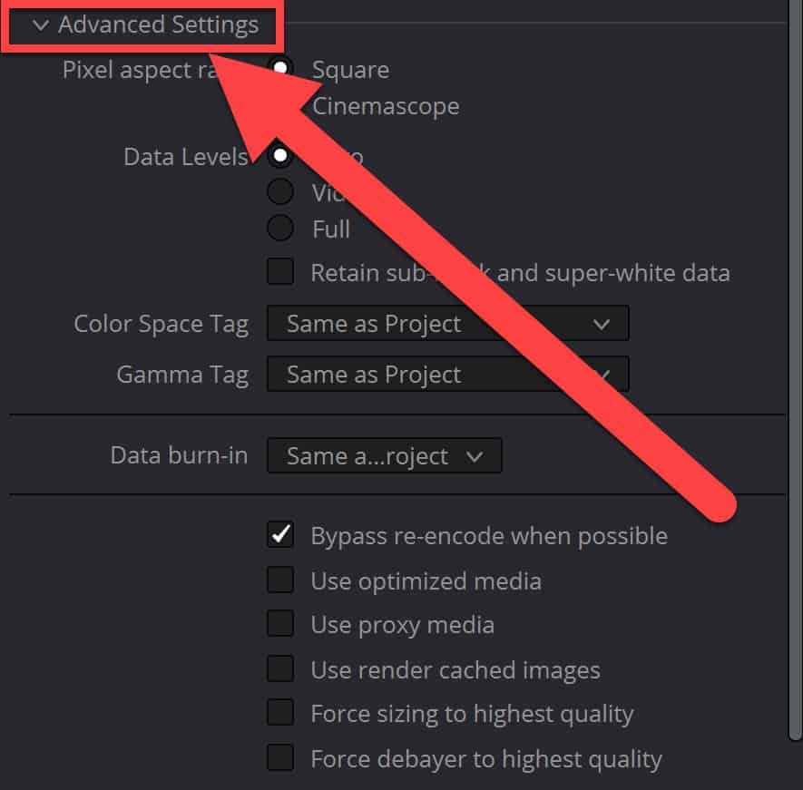 open advanced settings