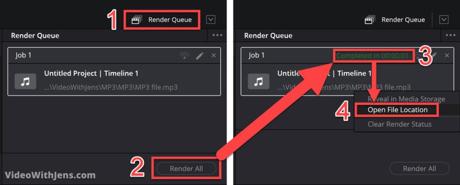 render all button and open file location once complete
