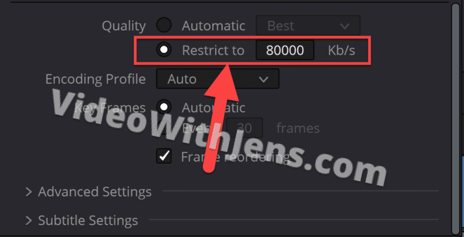 manual restriction setting bitrate