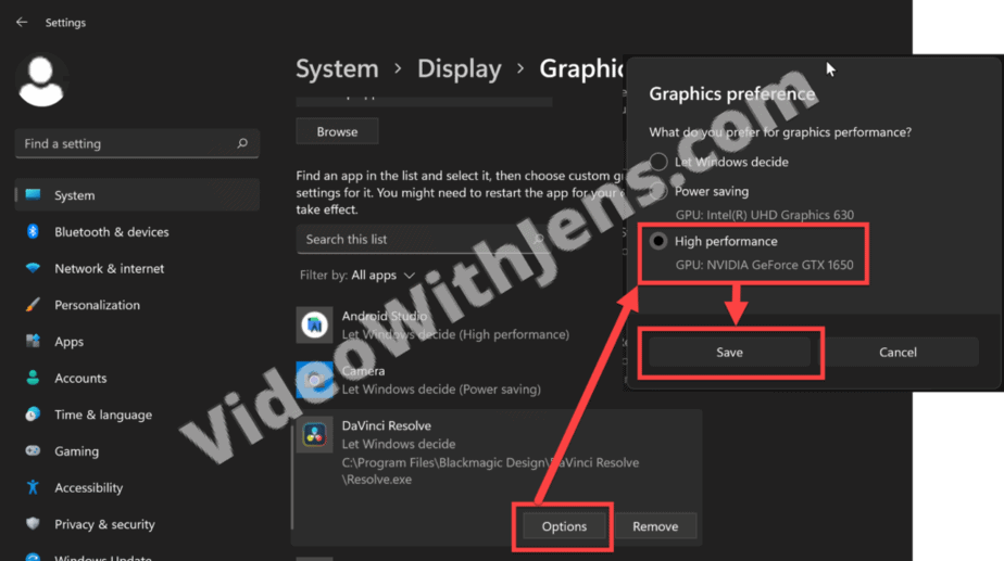 click on option and set resolve to high performance