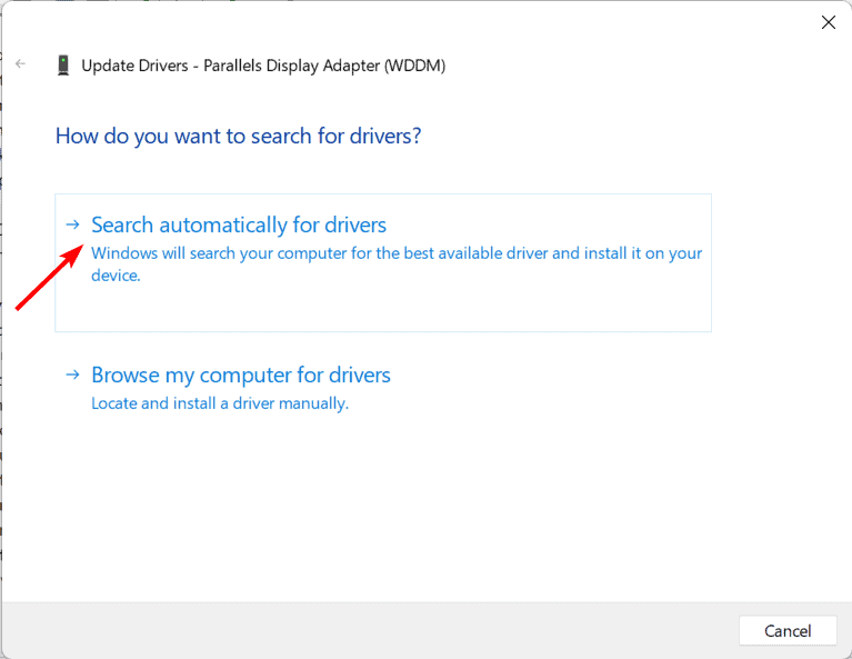 search automatically for drivers in windows