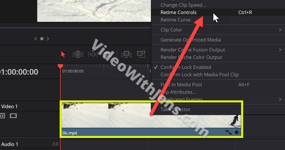 select whole clip and go to retime controls