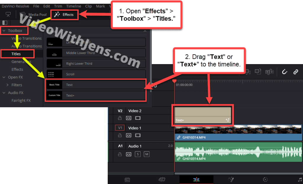 How to add text to the timeline