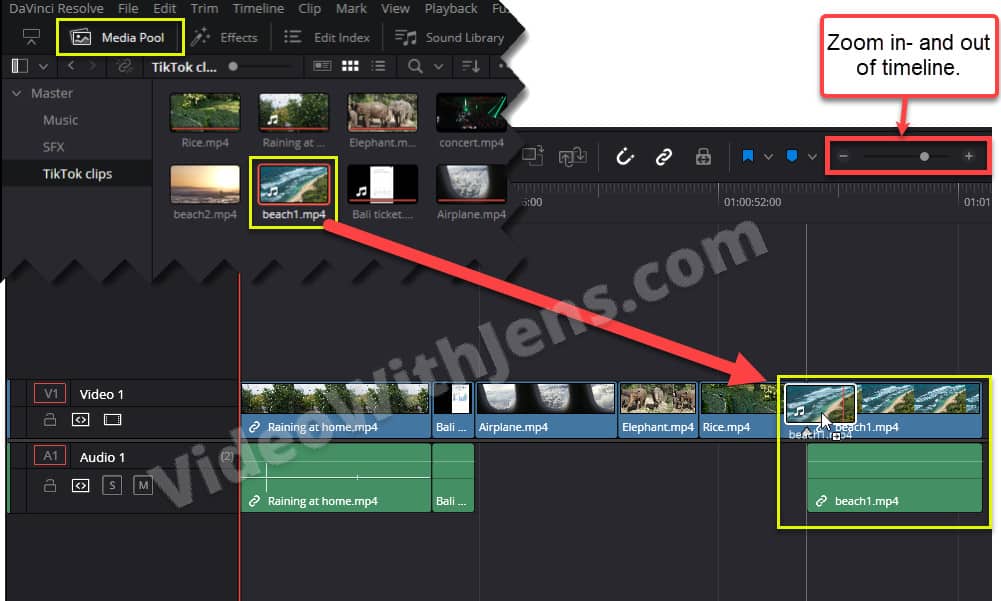 how to add clips to the timeline