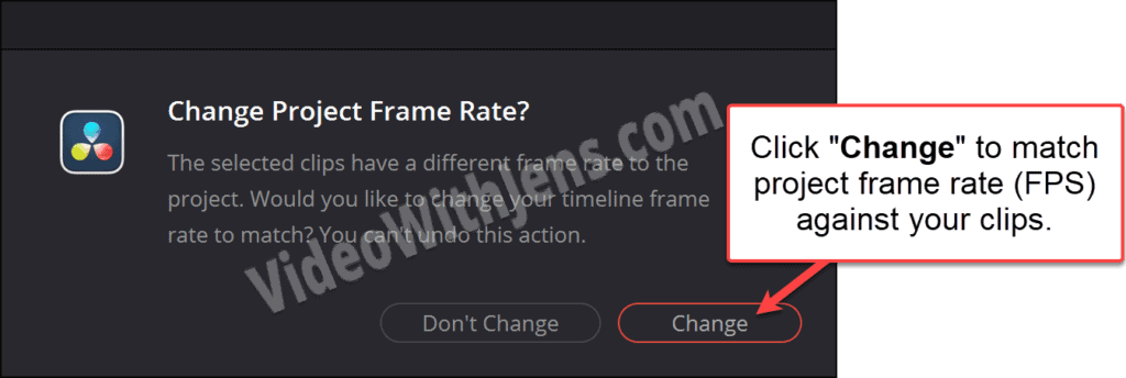 change frame rate of projet