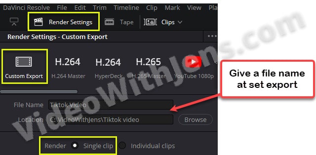 render settings for tiktok videos