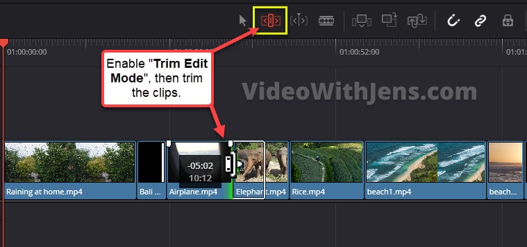 trim short clips in trim edit mode tutorial