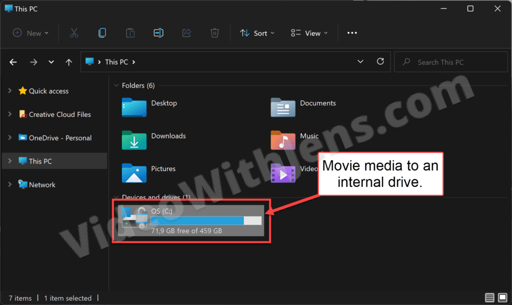 Move media to an internal drive