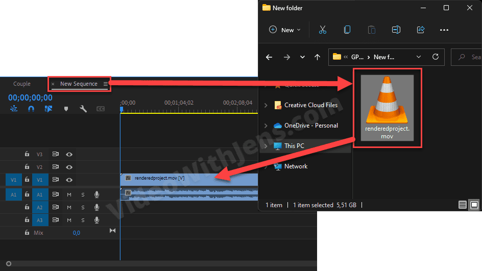 import rendered files to new sequence to fix error retrieving frame
