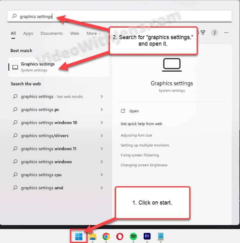 how to open graphics settings in windows