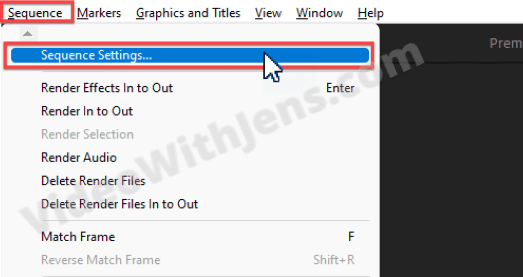 open sequence settings