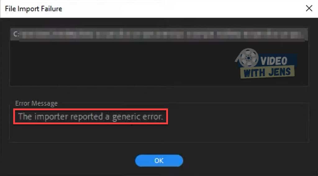 The Importer Reported a Generic Error