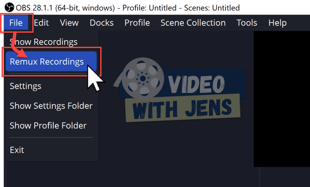 open remux settings obs