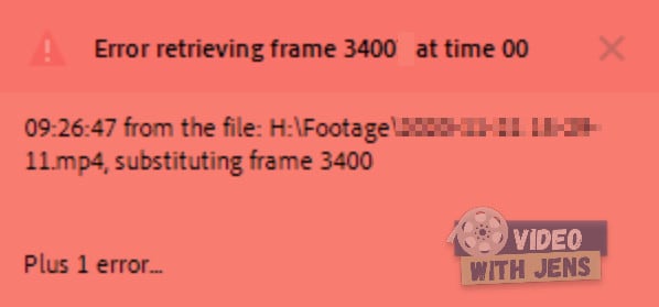 error retrieving frame premiere pro