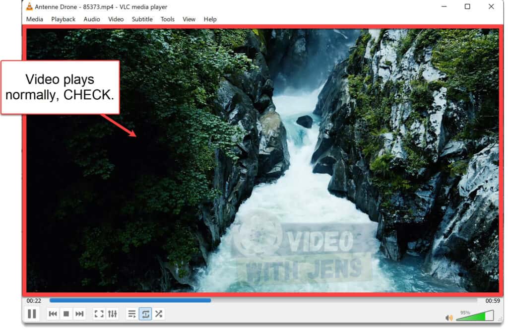 test video in media player