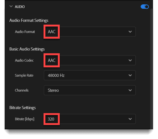 audio settings tiktok premiere pro