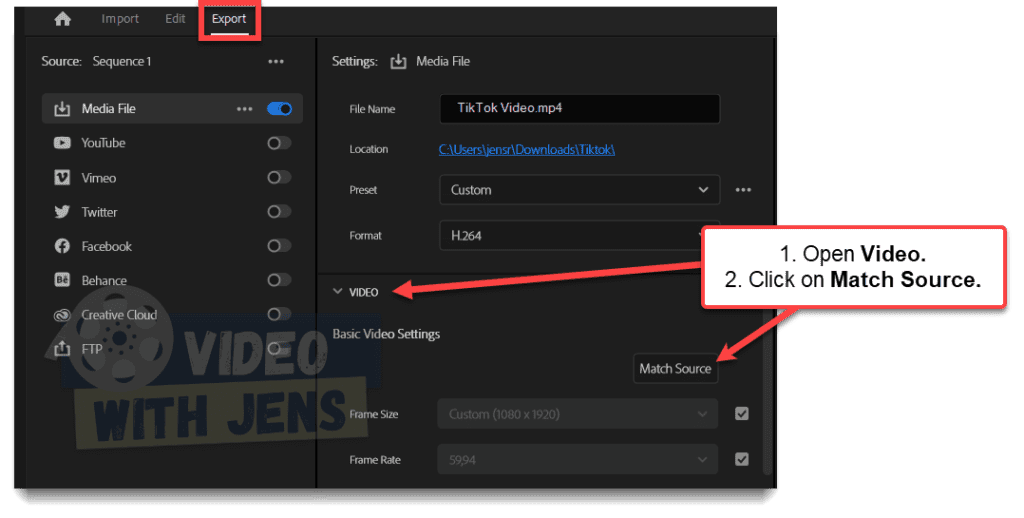 How to Export Highest Quality TikTok Videos in Premiere Pro Video